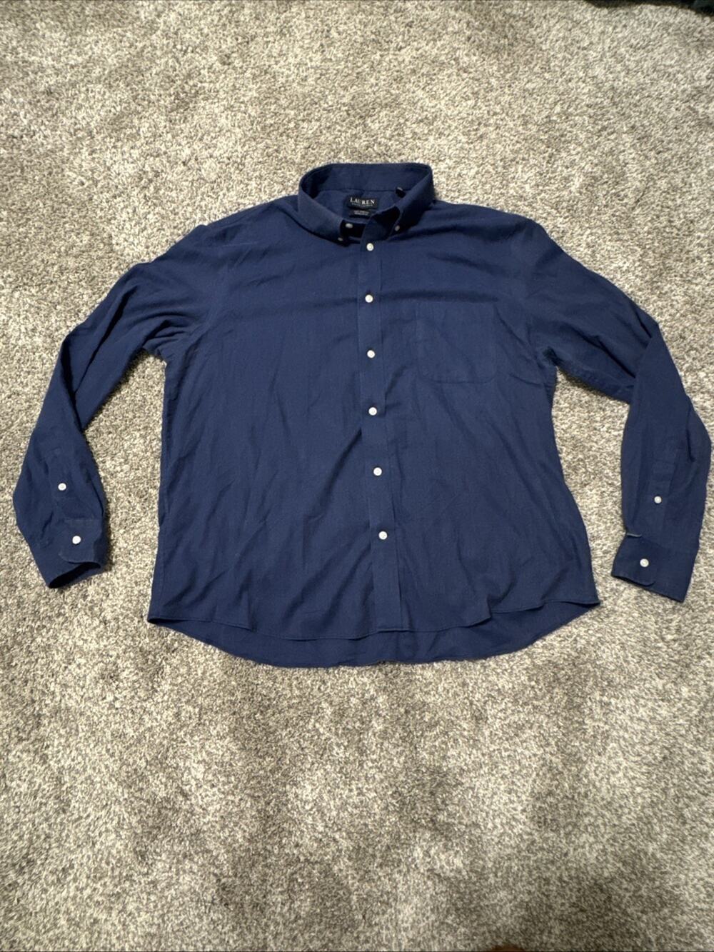 Lauren Ralph Lauren Black Label Soft Stretch Regular Fit Shirt Navy Sz XL